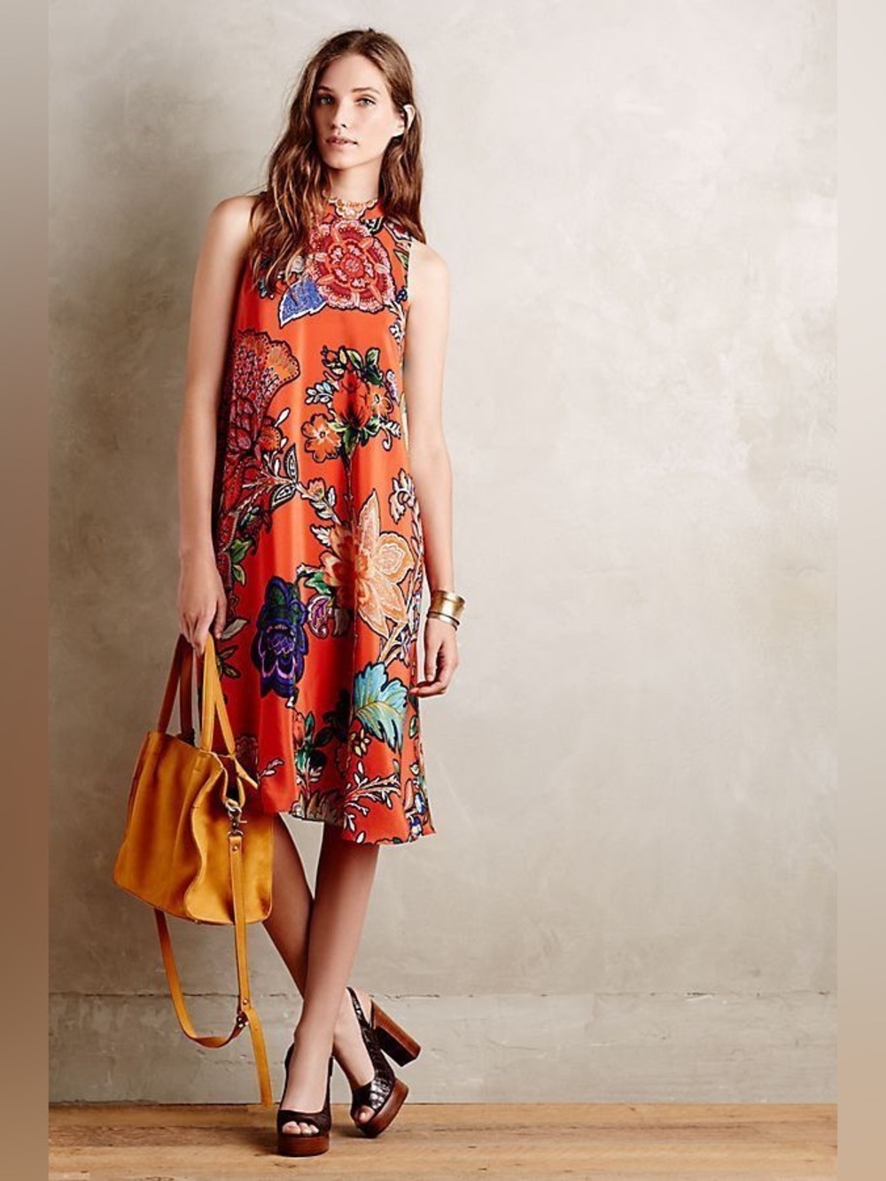Anthropologie | Maeve larkhill silk swing dress size medium